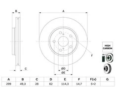 Bosch Stabdžių Diskas Toyota C-HR Corolla 1.2 1.8 2.0 04465-0E030 04465-0E031