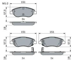 BOSCH stabdžių trinkelių rinkinys 0986424042 1614111980