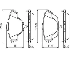 Bosch Stabdžių trinkelių rinkinys Citroen C4 C5 Aircross Peugeot 3008 308 508 1.2 1.5 1.6 2.0 4346.98.25 4346.98.26