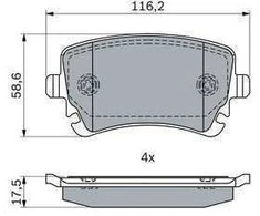 BOSCH stabdžių trinkelių rinkinys, diskinis stabdys 0986424056 3W0698451