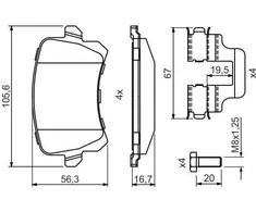 Bosch Stabdžių trinkelių rinkinys diskinis stabdys AUDI A6 Q3 SEAT Alhambra VW Passat Tiguan CC 1K0698451 1K0698451A 1K0698451B