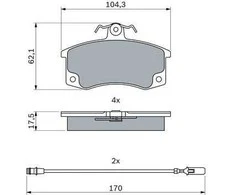Bosch Stabdžių Trinkelių Rinkinys Lada Samara 1300 1500 Priora 2170 2115 2170 2115