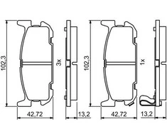 Bosch Stabdžių Trinkelių Rinkinys Mazda Mx5 II NB 1.6 16V 1597 ccm 110 AG 34116711850 34116711851