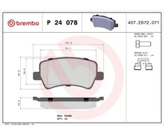 "Brembo" P24078 galinių stabdžių trinkelės, nerūdijančio plieno keraminės, 4 vnt.