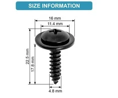Carso Fender Liner Splash Shield Wheelhouse Liner Screw Phillips Truss Head Sems for Honda Acura