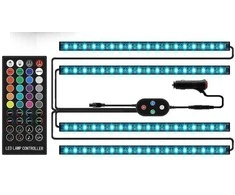 FIKPOO automobilio LED interjero apšvietimo rinkinys, 4 vnt. 72LED, nuotolinis valdymas