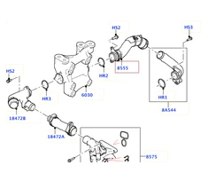 LAND ROVER Discovery Sport, RR Evoque ir E Pace termostato vamzdis Originalus LR184620