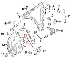 LAND ROVER RANGE ROVER EVOQUE L538 Priekinis sparnas Liner varžtas RYH500780 NAUJAS ORIGINALUS