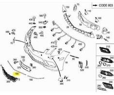Mercedes Benz E 220 E 250 Priekinio Bamperio Apatine Lupa Chrome Originalus A2078851321