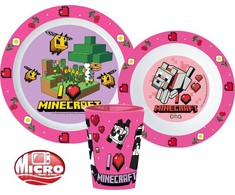 Minecraft vakarienės rinkinys, mikroplastiko rinkinys, puodelis 260 ml