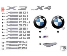 NAUJA OEM BMW F25 F26 SAC Bagažinės Dangčio X3 Emblema Ženklelis Logo 51147362473