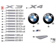 NAUJA OEM BMW F25 F26 SAC Bagažinės Dangčio X3 Emblema Ženklelis Logo 51147362473