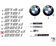 NAUJA OEM BMW F45 Bagažinės Dangčio 220d Emblema Ženklelis Logotipas 51147383516