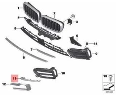 NAUJA OEM BMW X6 F16 Priekinio Bamperio Apdaila Grotelės Dešinė 51117343260
