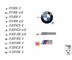 NAUJA OEM Originali BMW E82 Kupė M Performance Ženklelis Logo 51147898226