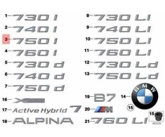 NAUJA OEM Originali BMW F01 F01N Bagažinės Dangčio 750i Emblema Ženklelis Logotipas 51147187082