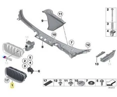 Naujas OEM BMW 5 serijos F10 F11 LCI radiatoriaus inksto aliuminio matinė grotelė 7412326