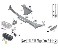 Naujas OEM BMW 5 serijos F10 F11 LCI radiatoriaus inksto aliuminio matinė grotelė 7412326