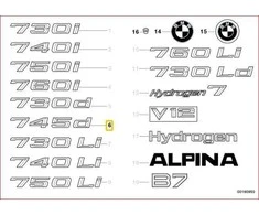 Naujas originalus BMW 7 serijos E65 745D bagažinės ženklelis emblema logotipas 7148197 OEM