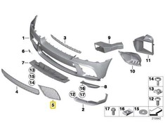 Naujas originalus BMW E71 X6 M Performance priekinis dešinysis bamperio groteles 2159346 OEM