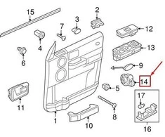 OEM LAND ROVER DISCOVERY 3 L319 DURŲ VEIDRODŽIO PERKRAUTI YUF500010PVJ ORIGINALUS