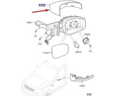 OEM LAND ROVER DISCOVERY V L462 PRIEKINI KAIRĖS DURŲ VEIDRODŽIO KAPOTĖLIS LR035092 ORIGINALUS