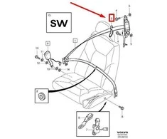 OEM VOLVO S60 MK1 PRIEKINIŲ KAIRĖS SĖDYNĖS DIRŽO PASIRINKIMO VARTAI LHD 39873712 NAUJA