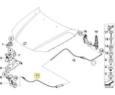 Originalus BMW 1 E87 variklio dangčio priekinio užrakto atleidimo kabelis 7060551