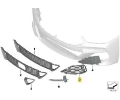 Originalus BMW 8' serijos G14 G15 grotelių oro įsiurbimo atidarymas kairėje 51118074421