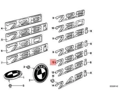 Originalus BMW E23 Galinio Bagažinės Dangčio 732 Emblema Ženklelis Logotipas OEM 51141910728