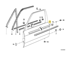 Originalus BMW E30 316 316i 318i 320i Durų oro juosta išorė kairė 51211913057