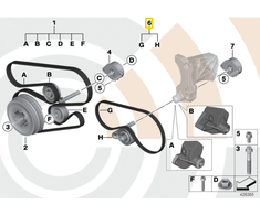 Originalus BMW E38 E39 E46 E53 SUV A/C kompresoriaus diržo komplektas OEM 11282339154