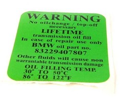 Originalus BMW E38 E39 E46 E85 alyvos bako lipdukas OEM 24111423619