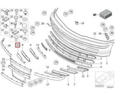 Originalus BMW E46 priekinis bamperis dalinai atidarytas groteles dešinėje OEM 51118229802