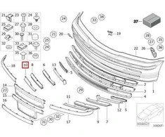 Originalus BMW E46 priekinis bamperis dalinai atidarytas groteles dešinėje OEM 51118229802