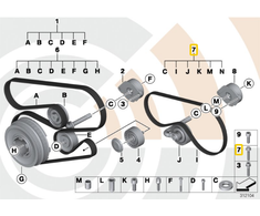 Originalus BMW E60 E61 Universalus A/C kompresoriaus diržo komplektas OEM 11282339152