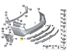 BMW 5 F07 GT Galinis PDC Jutiklio Tvirtinimo Rinkinys Originalus 51122354342