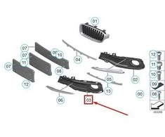 Originalus BMW F30N F31N Priekinis bamperis Atviras rūko žibinto groteles Kairė OEM 51117396885