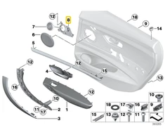 Originalus BMW F34 Gran Turismo Adapterių Durų Apdailos Panele Kairė OEM 51447342183