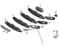 Originalus BMW F45 F46 Priekinis Atviras Rūko Žibinto Grotelės Kairė OEM 51117347219