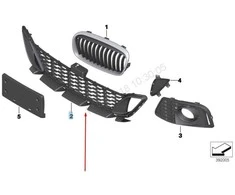 Originalus BMW F45 F46 priekinis bamperis centrinė atvira grotelė OEM 51118057891