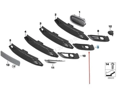 Originalus BMW F45 Priekinis Atviras Rūko Žibinto Grotelės Sporto Linija PDC Kairysis OEM 51117407699