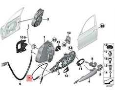 Originalus BMW hibridinis M3 F30 Bowden kabelis išorinėms durų rankenoms priekyje 51217259828