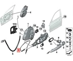 Originalus BMW hibridinis M3 F30 Bowden kabelis išorinėms durų rankenoms priekyje 51217259828