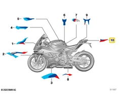 Bmw K66 M 1000 Rr Dekoratyvinis Apdailos Elementas Galinis Šoninis Skydelis Dešinė Originalus 51149830094