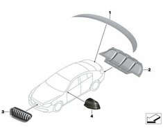 Originalus BMW kairės keleivio pusės NS veidrodžio dangtelis anglies F06 F12 51142351091