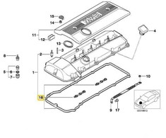 Originalus BMW variklio vožtuvų dangtelio tarpiklis E46 E39 E38 E53 OEM 11129070990