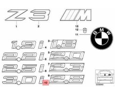 Originalus BMW Z3 kupė bagažinės dangčio 3.0i emblema ženklelis logotipas OEM 51148413711