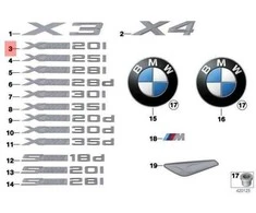 Originalus OE BMW E84 Priekinės Durys X Drive 20i Emblema Ženklelis Logotipas 51147362667