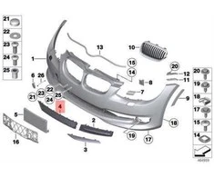 ORIGINALUS OEM BMW 3 Serijos E92 E93 Priekinis Bamperio Centrinis ACC Grotelės 51117227938